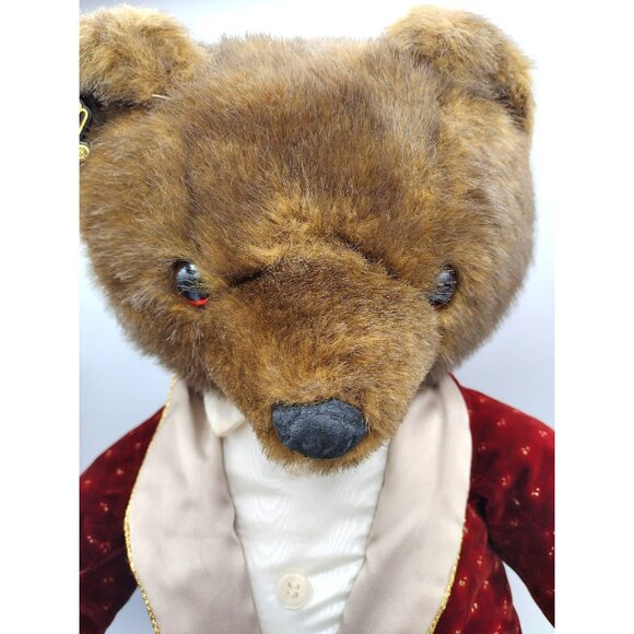 Applause Teddy Bear Red Evening Robe Slippers Vintage 1986 23 Inches Soft Plush - Picture 7 of 16